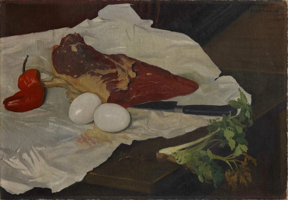 Rindfleisch auf einem Gemälde.